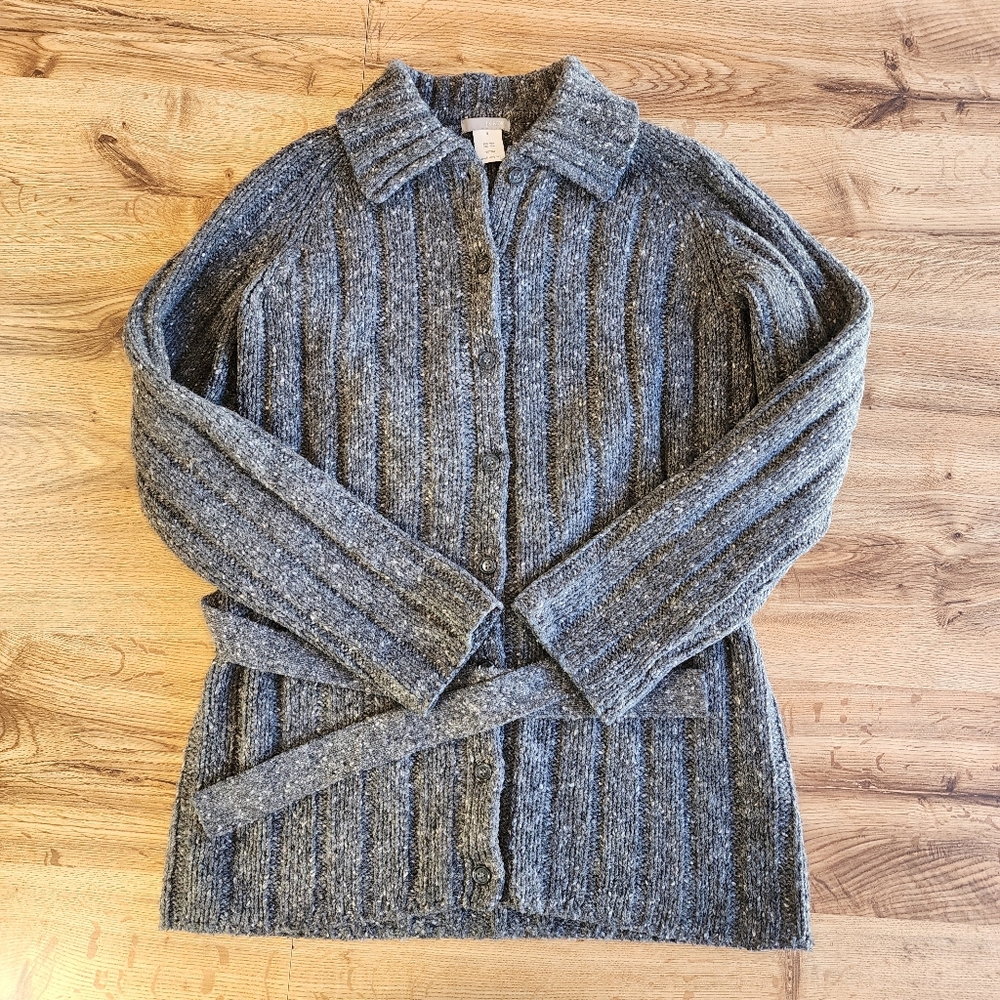J. Crew Chunky Knit Wool Blend Cardigan Sweater Button Up Women's Sz S Belt